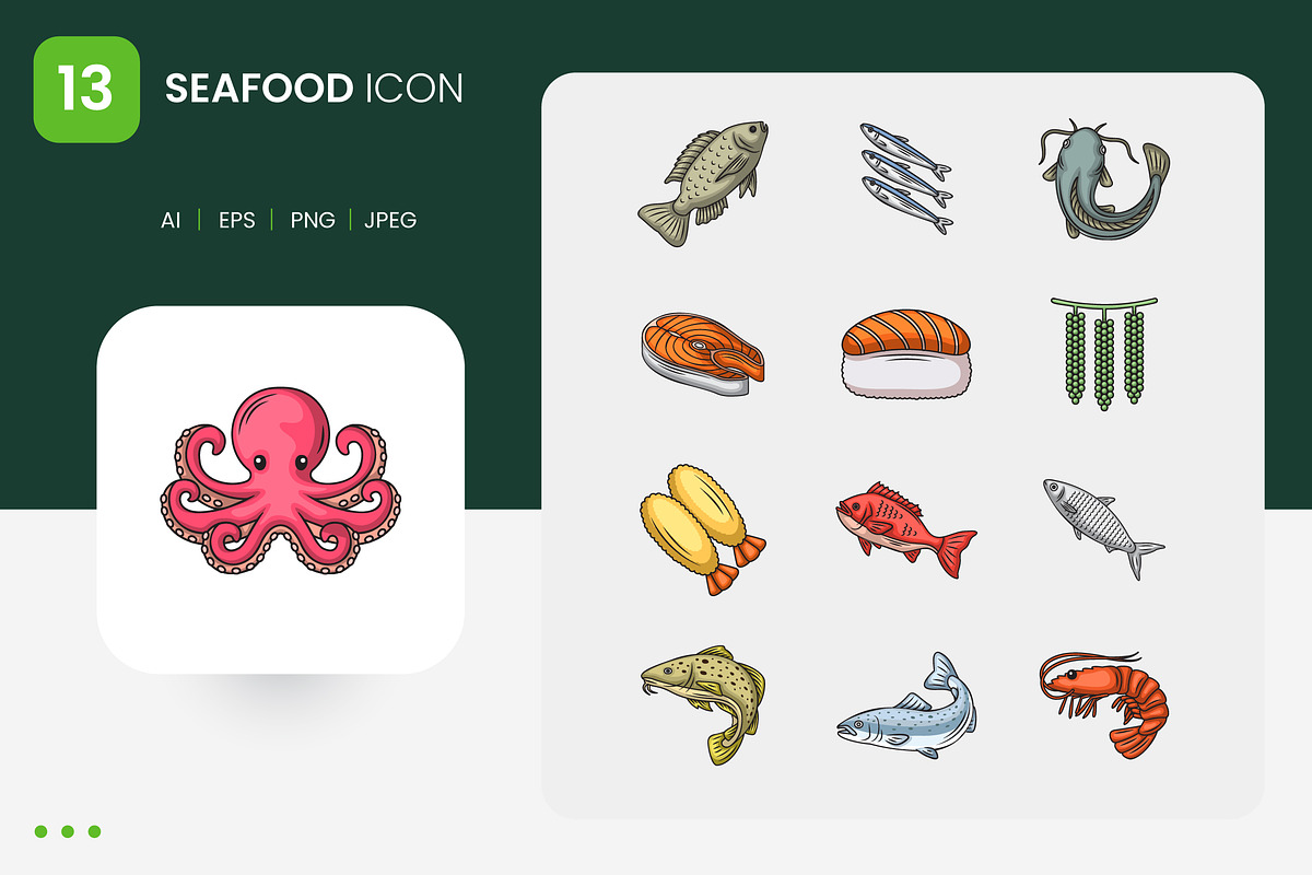 Sea Food Icon Set, a Duotone Icon by shin_std