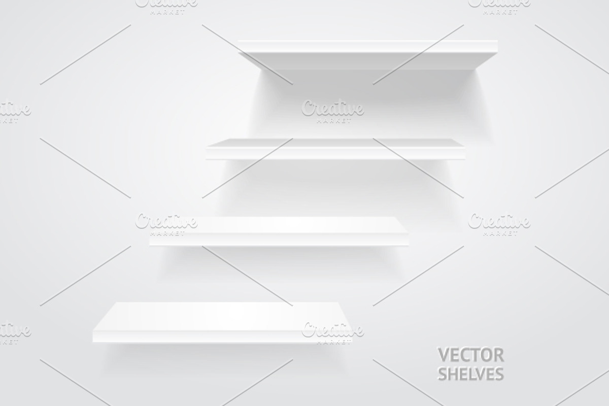 White shelves. Vector. preview 3