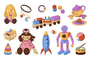 Children Toys Set, an Object Illustration by alexdndz