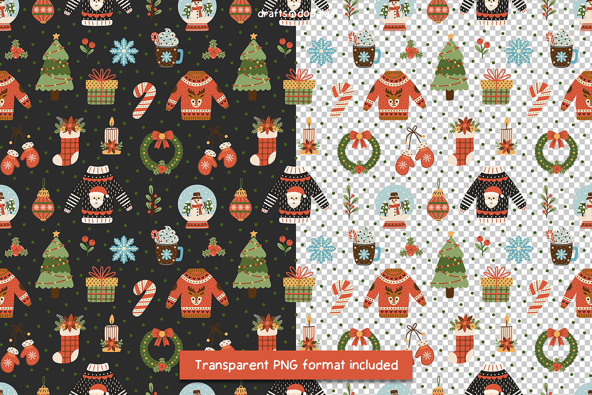 Cozy Christmas Clipart and Patterns, a Seasonal Illustration by Drafts n Doodles (Photo 7 of 12)