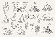 Winnie the Pooh Line Art Clipart, an Animal Illustration by SvetaArtStore (Thumbnail 4 of 9)