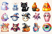 Watercolor Kawaii Halloween Clipart, an Illustration by Rose Art (Thumbnail 3 of 7)