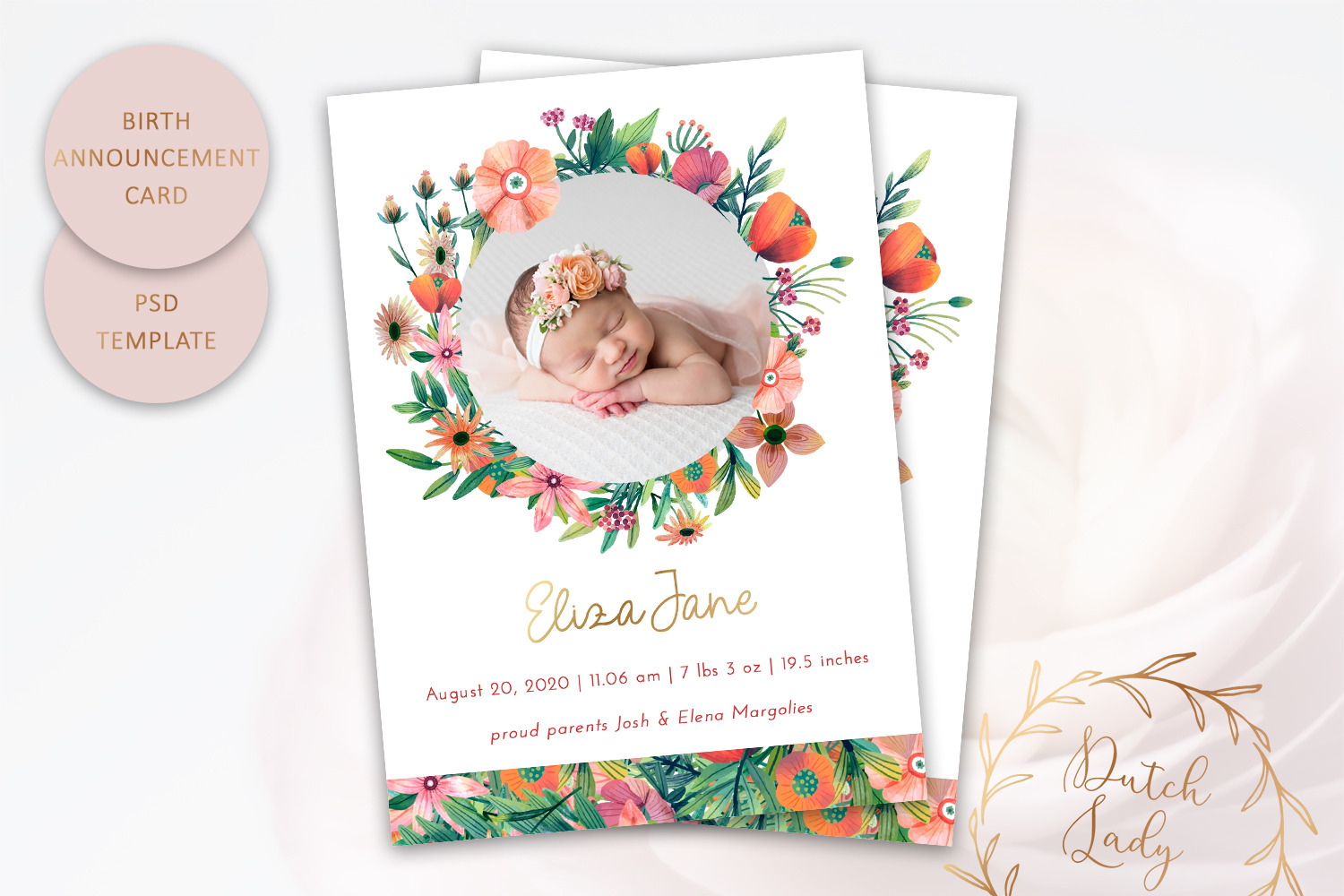 Birth Announcement Card Template #10, a Card Template by The Dutch Lady ...
