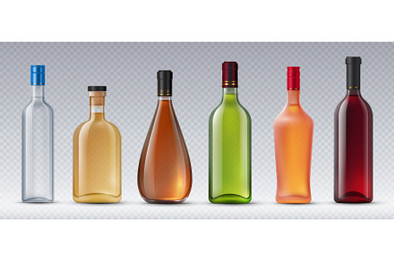 Realistic alcohol glass bottles, a Food Illustration by Buch&Bee