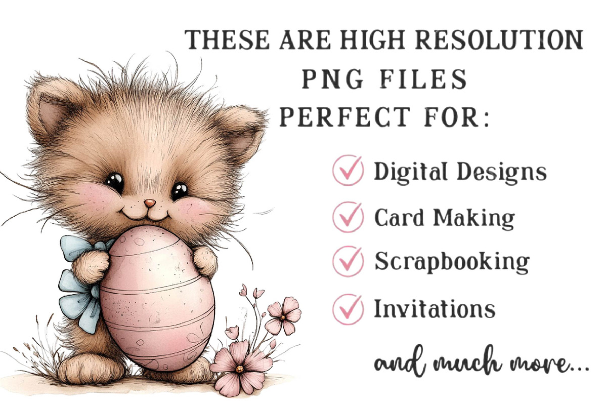Whimsical Funny Spring Cats Clipart, an Illustration by DreamPrint404 (Photo 6 of 6)