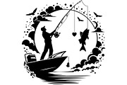 Vintage Fishing Scene Bundle, an Object Graphic by Designer_Momina (Thumbnail 3 of 13)
