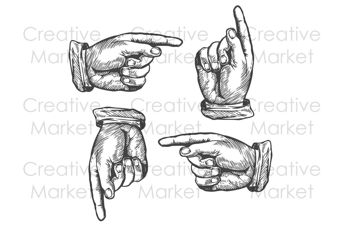 Pointing up down left right finger, an Object Graphic by Sketch Seven Shop