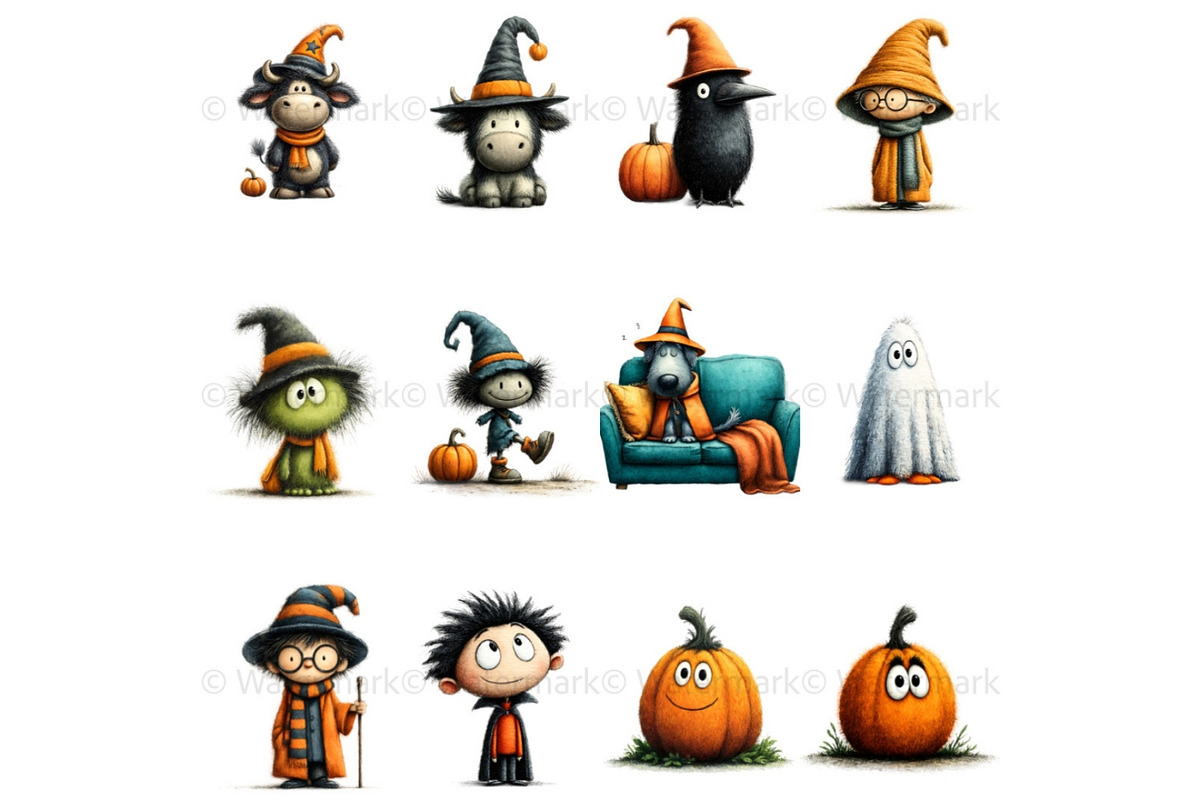 Spooky Halloween Clipart Bundle, a Seasonal Illustration by Nicole Branger Art (Photo 6 of 22)