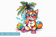 Cute Cat on the Beach Clipart Bundle, an Illustration by crative8112 (Thumbnail 9 of 9)