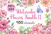 -90% OFF - Watercolor Flowers Bundle, a Decorative Illustration by Irina Diasli (Thumbnail 1 of 12)