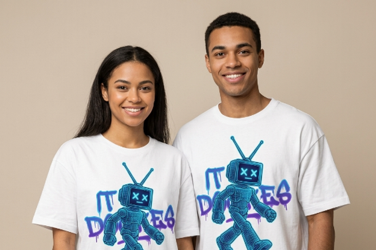 Retro TV Head Robot Walking, a Shirt Mockup by Vector Stall (Photo 14 of 14)
