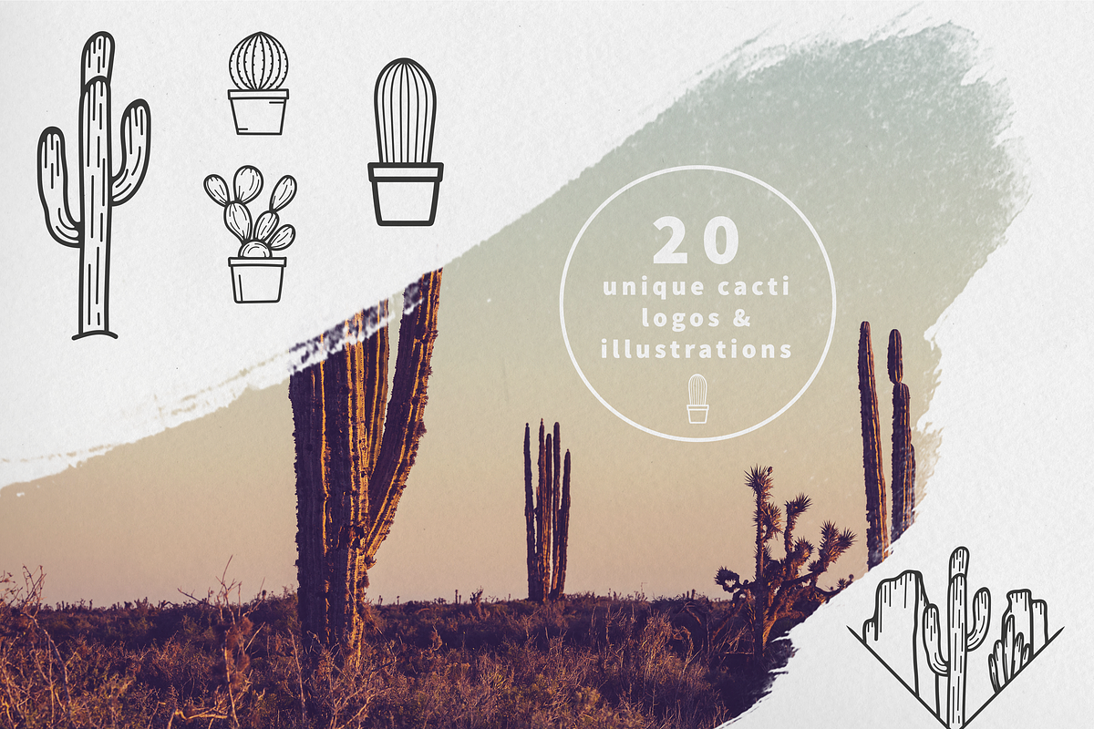 Unique Cacti Logos & Illustrations, a Branding & Logo Template by Salty Sweet Creative (Photo 1 of 5)
