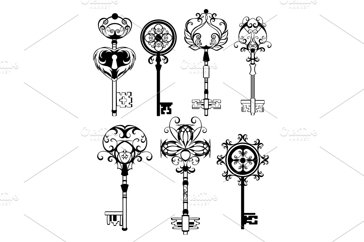 Set of Contoured Keys, a Decorative Illustration by blackmoon9