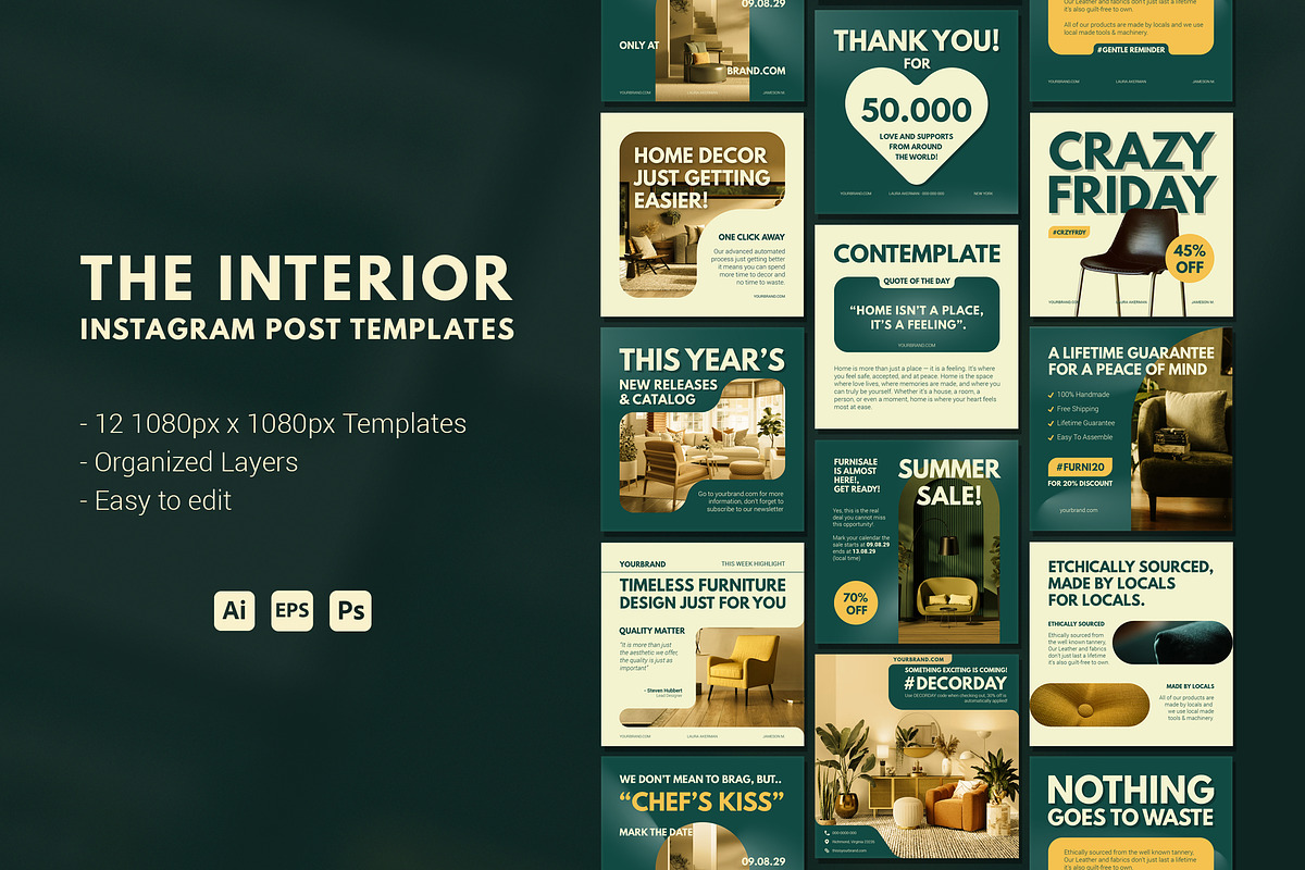 The Interior - 12 Instagram Post, a Social Media Template by Suhandi (Photo 1 of 5)