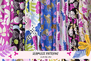 Modern Tropical Pattern & Clipart