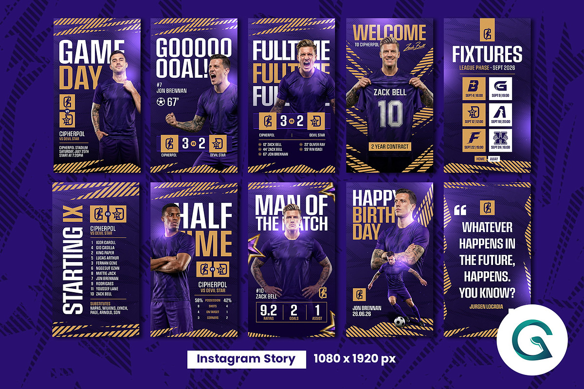 Football Social Media Pack Template, a Social Media Template by Geelator Studio (Photo 3 of 4)