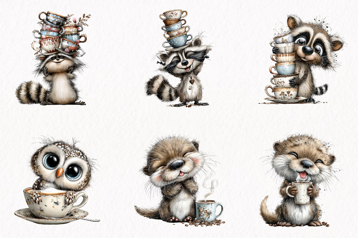 Whimsical Coffee Lover Animals, an Animal Illustration by fashionaddict (Photo 3 of 7)