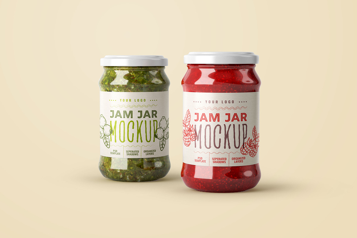 Jam Jar Mockup Set | Label Design, a Cups & Container Mockup by Deeplab (Photo 12 of 15)