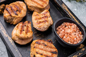 Tender char grilled pork medallion steak, perfect for adding a t, a Food & Drink Photo by composter-box@mail.ru