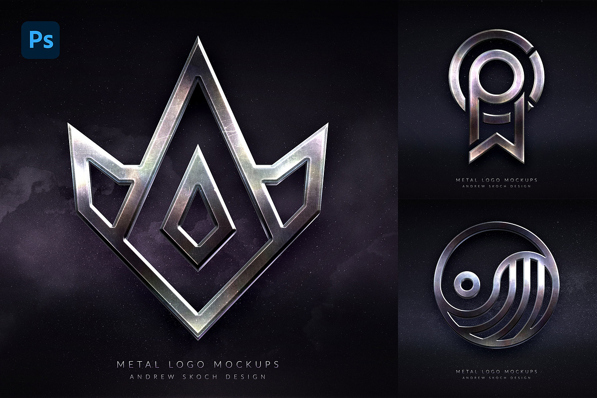 Metal Logo Mockups, a Branding & Logo Template by Andrew Skoch Design (Photo 1 of 6)