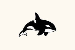 Orca in clean flat vector style, an Animal Illustration by Pray Art Design Studio