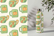 Autumn Pumpkins Mugs clipart pattern, a Seasonal Illustration by Carpet Tapete Pretzel (Thumbnail 7 of 9)