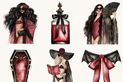 Gothic Vampire Beach Clipart, an Object Illustration by BusyDaydesign (Thumbnail 3 of 9)