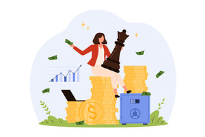 Successful business woman with, a Finance Illustration by Flashvector