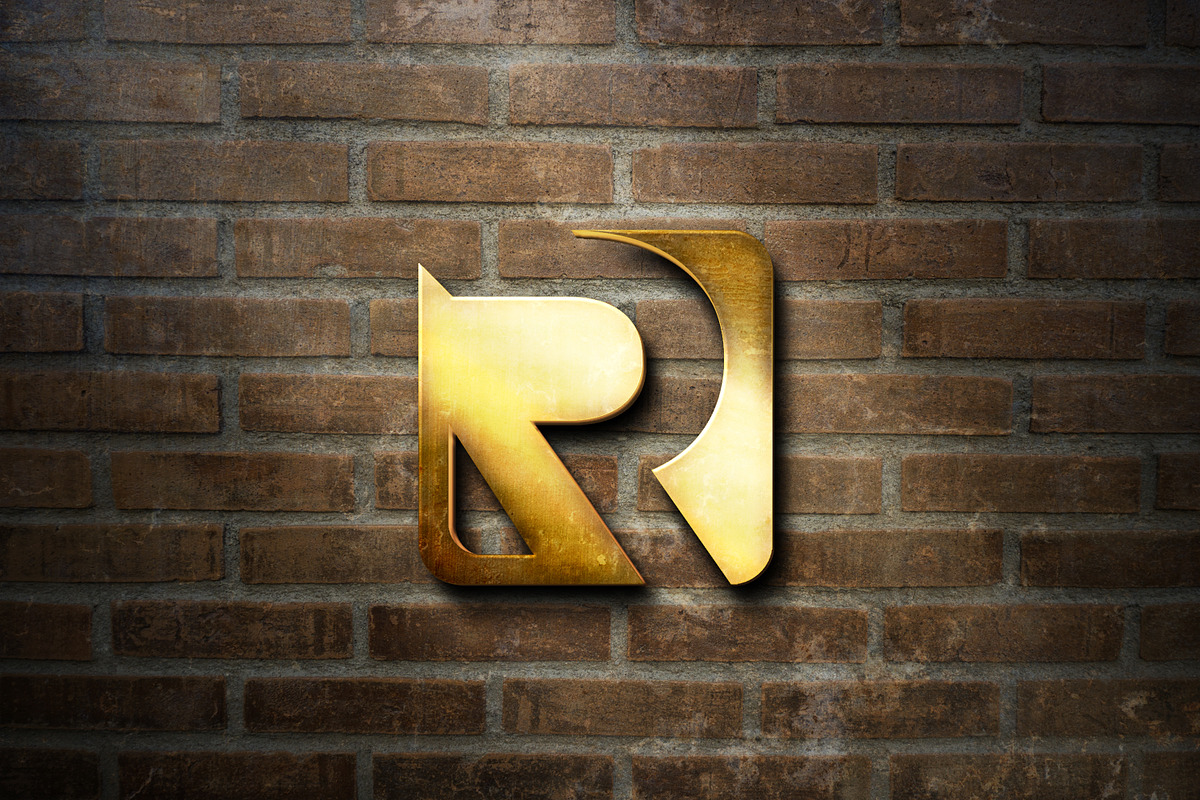 3D Golden Logo on Brick Wall - Mocku, a Branding & Logo Template by yokbisayok (Photo 2 of 3)