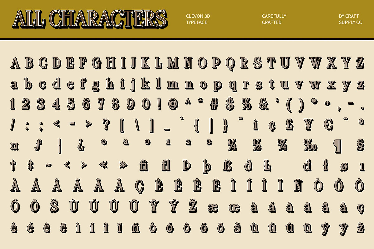 Clevon 3D, a Serif Font by Craft Supply Co. (Photo 8 of 8)