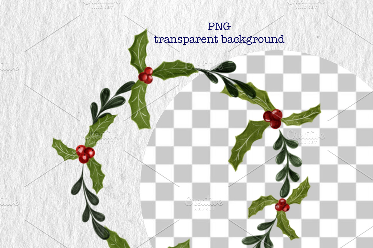 Watercolor Christmass Wreath clipart, a Decorative Illustration by Oleksandra Illustrates (Photo 7 of 10)