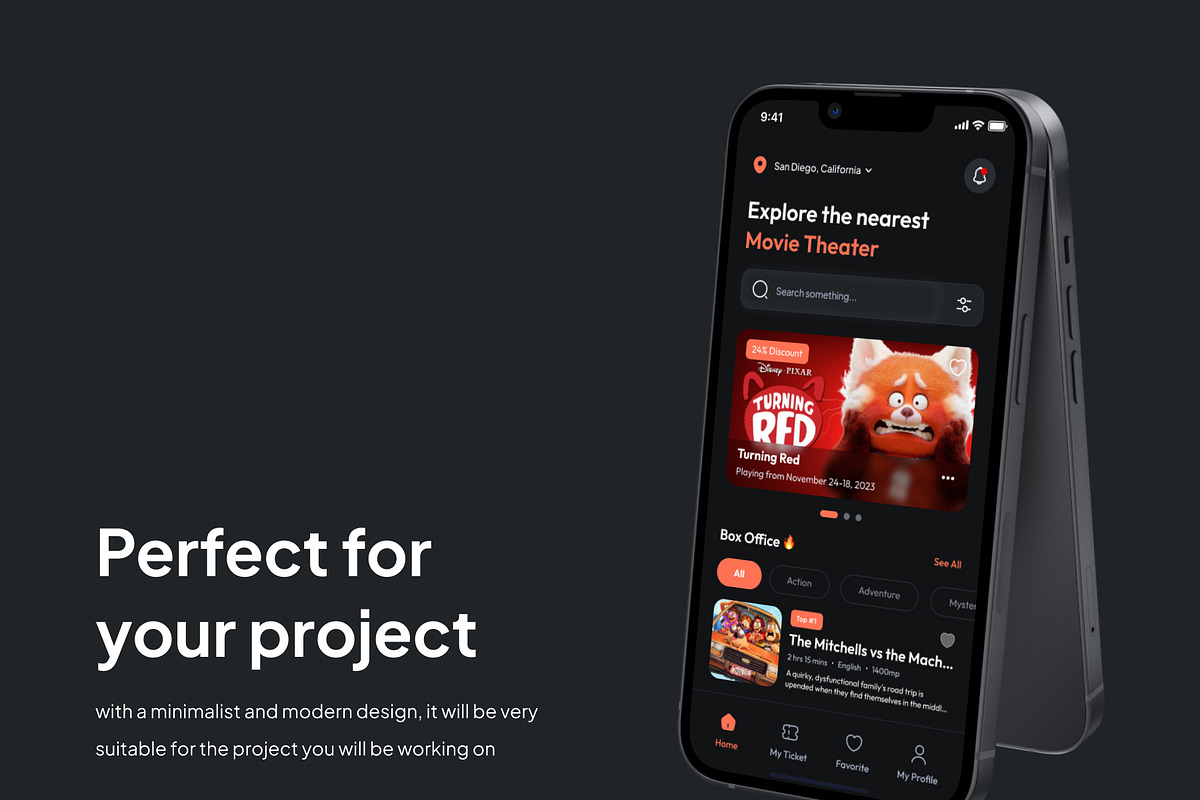 TikBox - Movie Booking Mobile App, an UI Kit Template by Minialis (Photo 3 of 6)