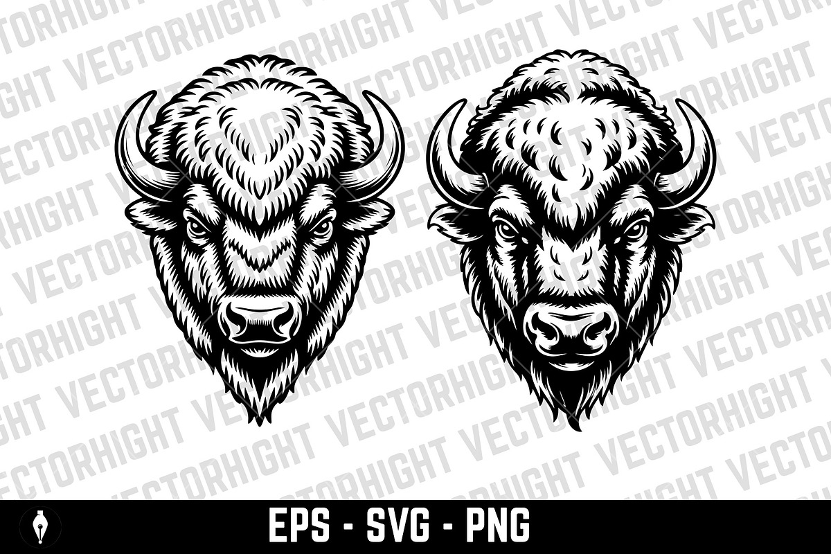 Bison or buffalo head, an Animal Illustration by Vectorhight (Photo 2 of 3)