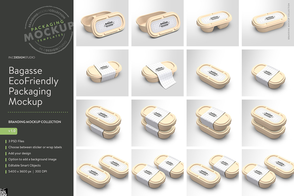 Bagasse EcoFriendly Packaging Mockup, a Packaging Mockup by INCDesign (Photo 7 of 7)
