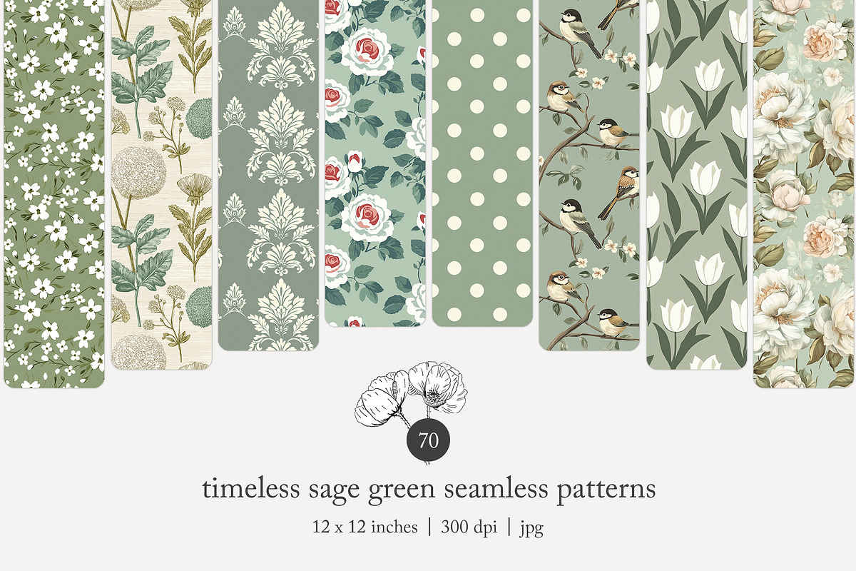 70 sage green seamless pattern, a Pattern Graphic by Poppy Lane Studio (Photo 1 of 10)