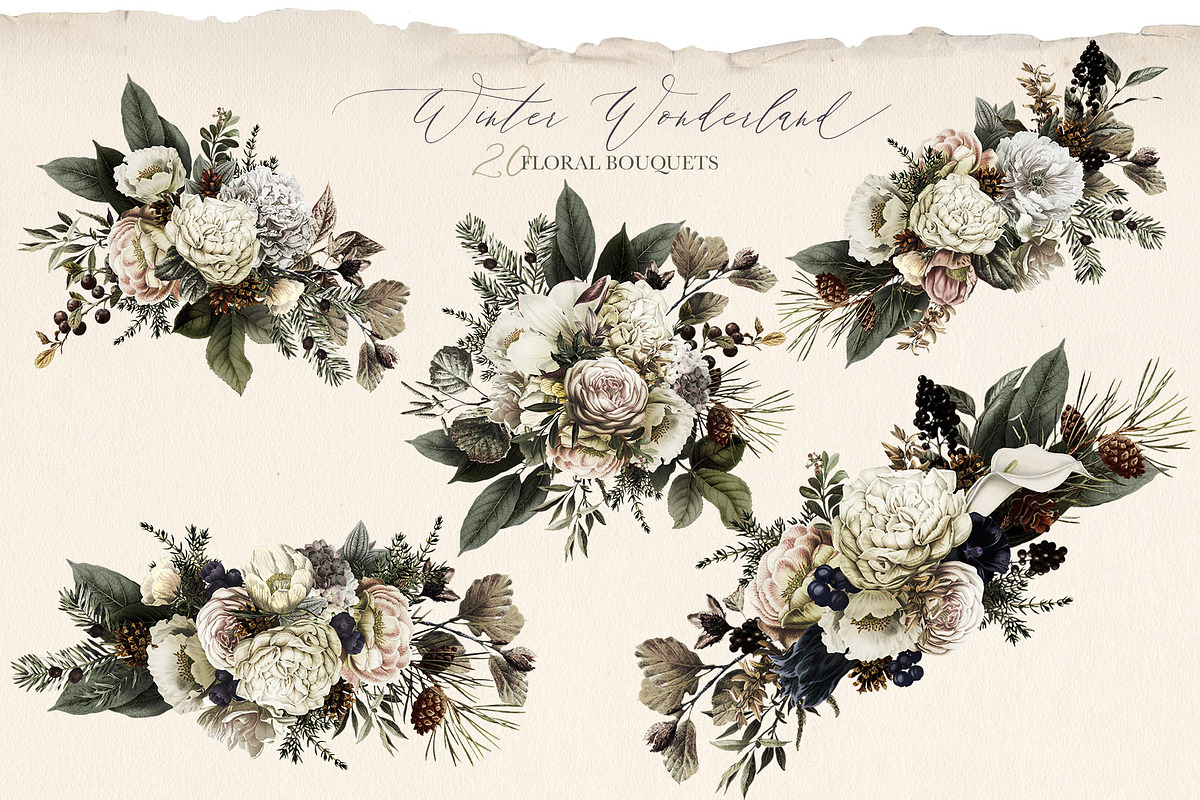 Winter Wonderland Floral Bouquets, an Illustration by Eclectic Anthology (Photo 5 of 10)