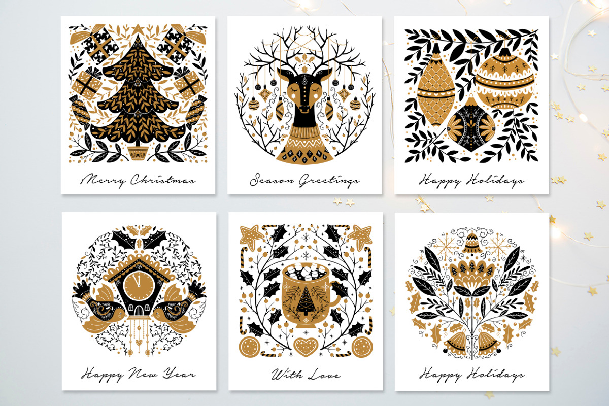 Gold Christmas Folk Art collection, an Object Graphic by DariSmartArt (Photo 4 of 12)
