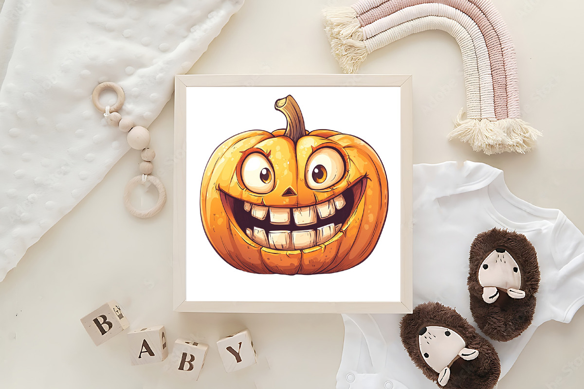 Pumpkin Face Funny Halloween Clipart, an Illustration by CraftArtStudio (Photo 6 of 6)