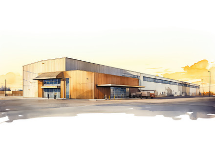 Industrial warehouse watercolor, an Architecture Photo by Aimagenarium@gmail.com
