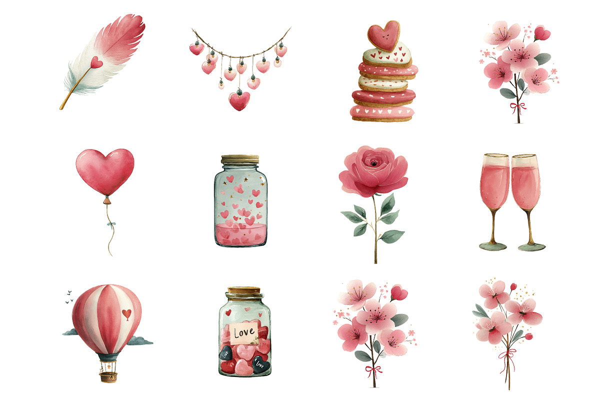 Valentine Watercolor Clipart, an Illustration by DreamArtGraphic (Photo 4 of 4)