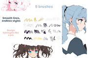 Hair Outline Brushes, a Brush Add-On by nikiartcorner (Thumbnail 2 of 6)