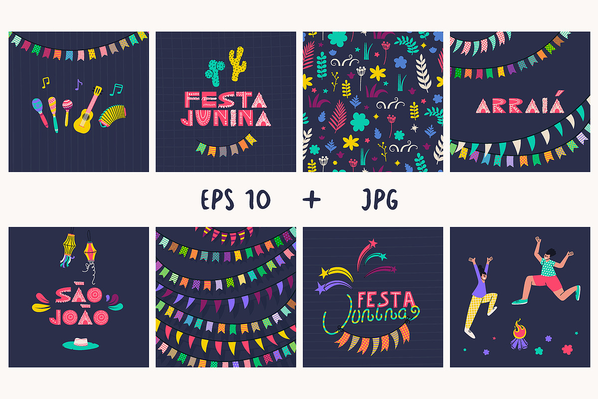 Festa Junina - Designs for postcards, a Decorative Illustration by Popova (Photo 2 of 5)
