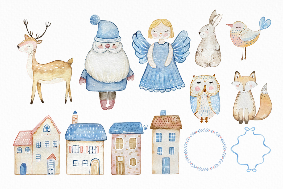 Watercolor Scandinavian Christmas, a Seasonal Illustration by SvetaArtStore (Photo 3 of 9)