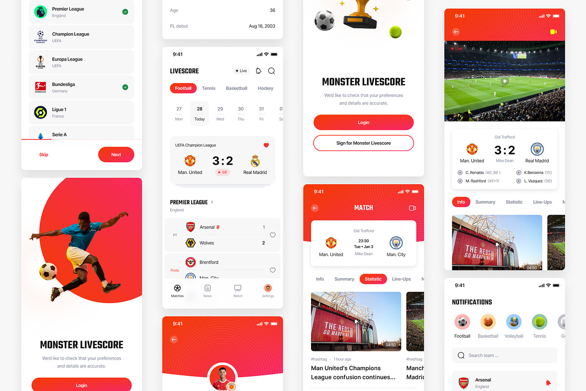 Monster Livescore Sport App UI Kit, an UI Kit Template by Hoang Nguyen (Photo 6 of 6)