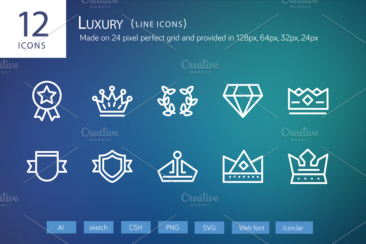 12 Luxury Line Icons