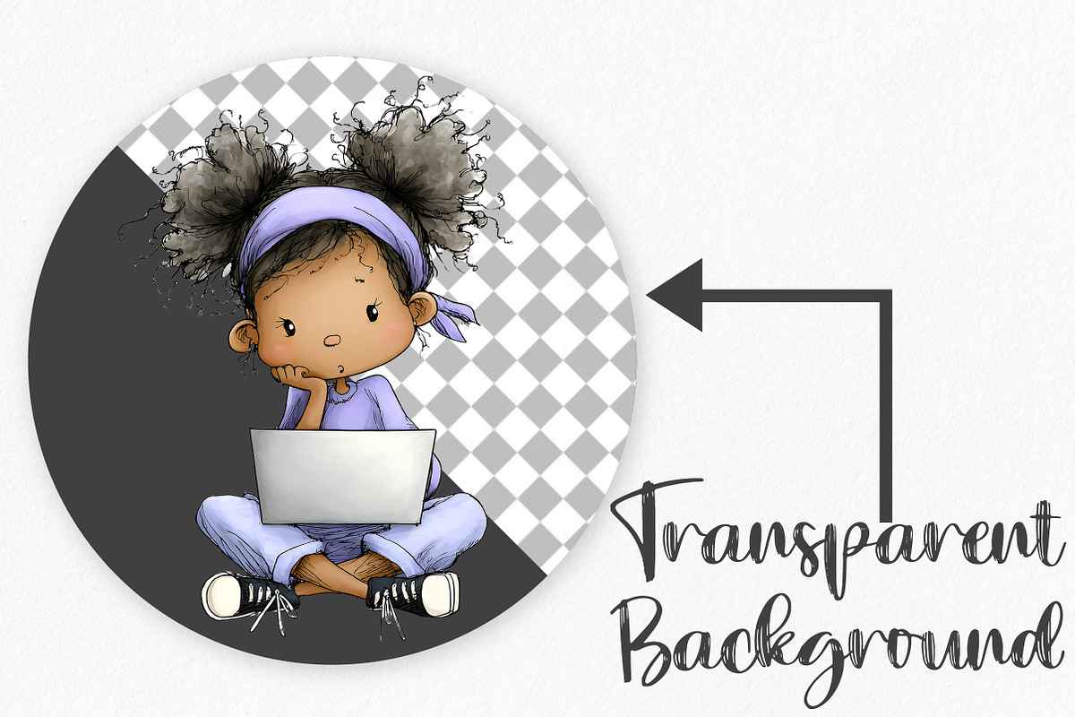 African American Girls Clipart, an Illustration by Canvas Craft (Photo 2 of 7)