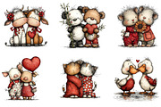 Valentine's Couple Animals Clipart, an Illustration by Dream Creation (Thumbnail 2 of 7)