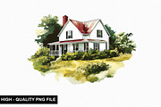 Watercolor House Clipart Bundle, an Illustration by crative8112 (Thumbnail 5 of 9)