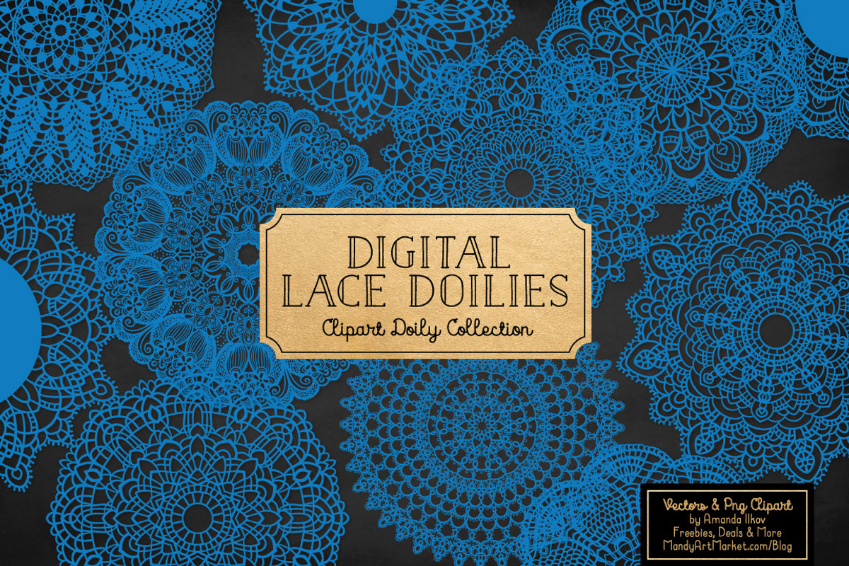Blue Round Lace Vector Doilies, an Illustration by Amanda Ilkov (Photo 2 of 4)
