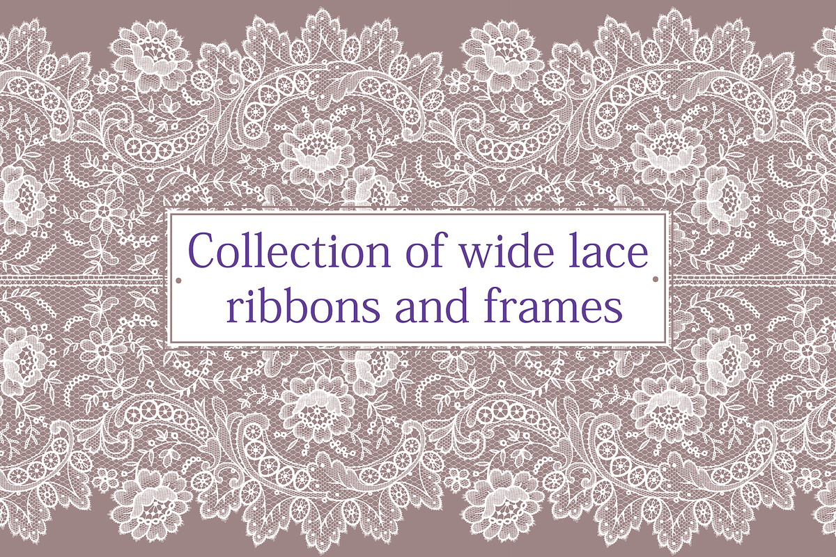 Wide lace ribbons and frames., a Pattern Graphic by Ajuga (Photo 1 of 5)